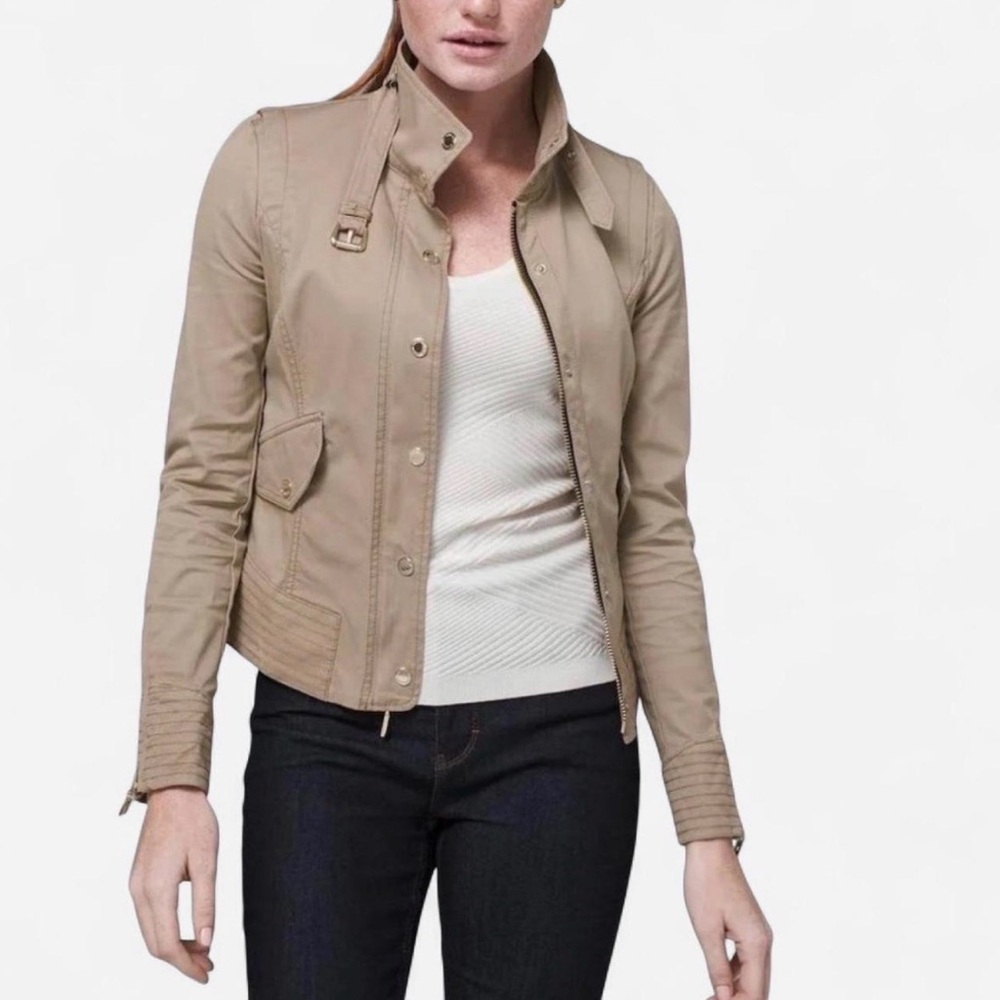 White House Black Market Zip Front Military Jacket